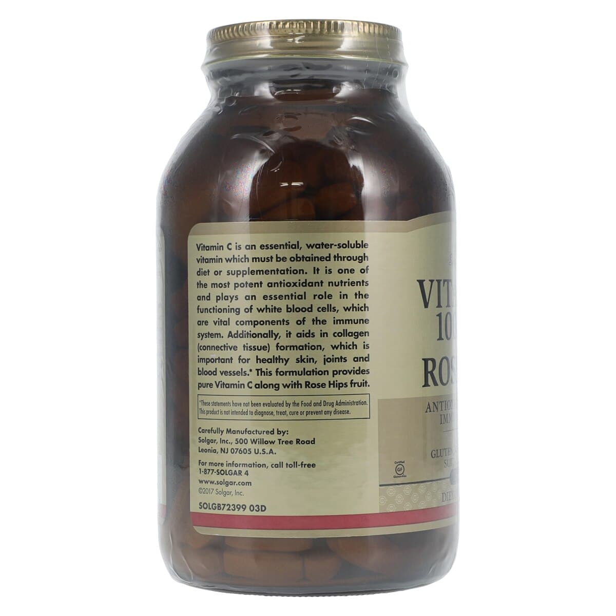 Garden of Life Vitamin C Tablets with Rose Hips, 1000mg, Vegetarian/Kosher, 250/Bottle thumbnail 3