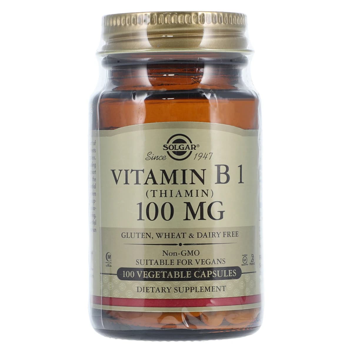 Garden of Life Vitamin B-1 (Thiamine) Capsules, 100mg, Vegetarian/Kosher, 100/Bottle - Vit B-1 Capsules - Image 1