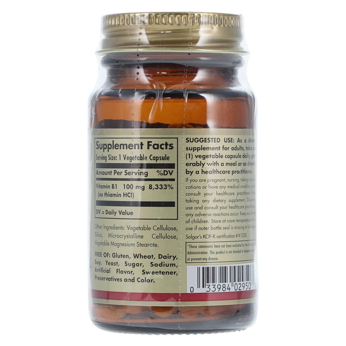Garden of Life Vitamin B-1 (Thiamine) Capsules, 100mg, Vegetarian/Kosher, 100/Bottle thumbnail 2