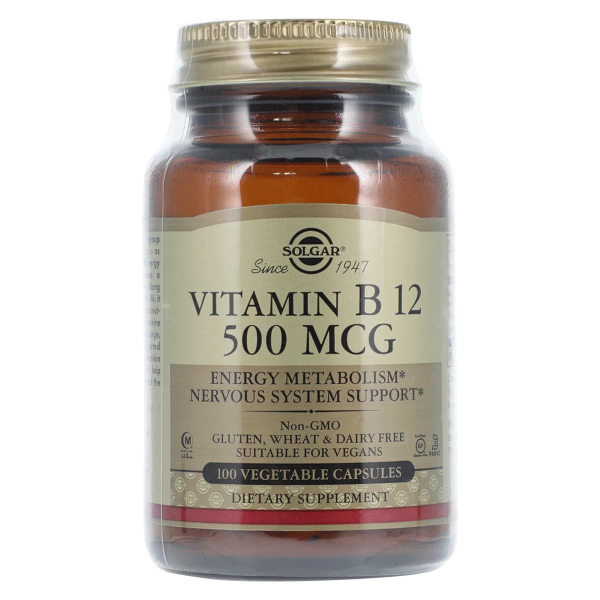 Garden of Life Vitamin B-12 Capsules, 500mcg, Vegetarian/Kosher, 100/Bottle - Vit B-12 Capsules - Image 1