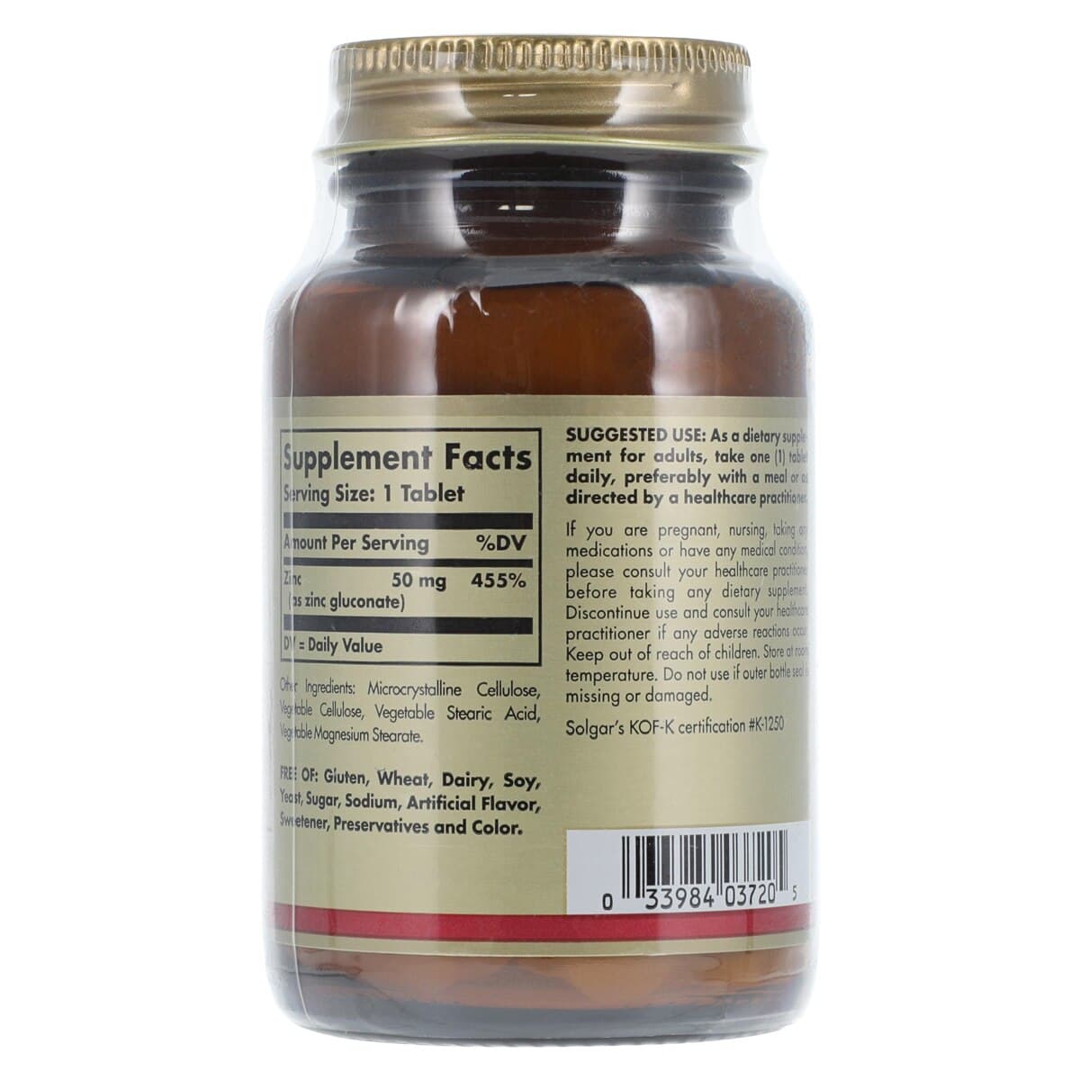 Garden of Life Zinc 50mg Tablets, Vegetarian/Kosher, 100/Bottle thumbnail 2