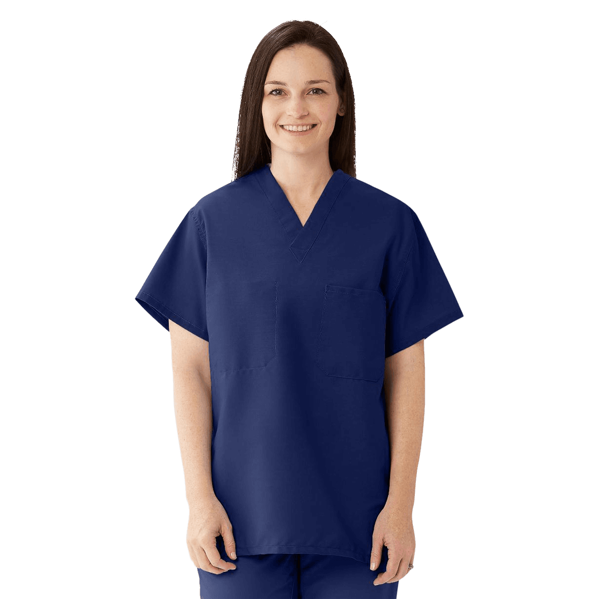 ComfortEase Unisex Two Pocket Reversible Scrub Top, Medium, Midnight Blue, 1 Each - ComfortEase Unisex Two Pocket Reversible Scrub Top - Image 1