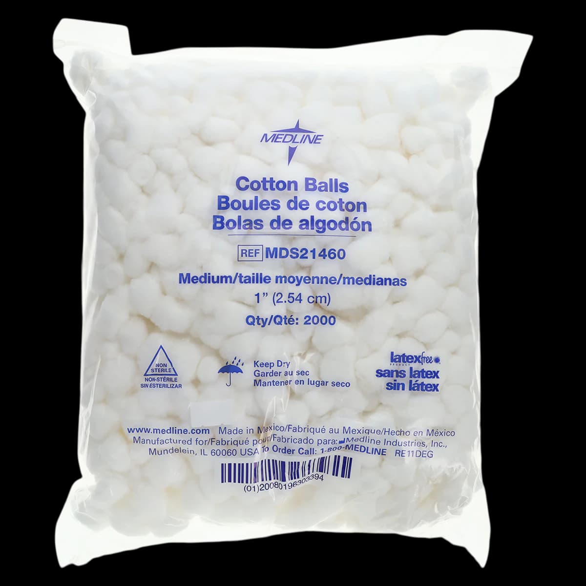 Medline Cotton Balls, 1" (Medium), Non-Sterile, High Absorbency, Latex-Free, 4000/Case - Cotton Ball 1" Non-Sterile - Image 1