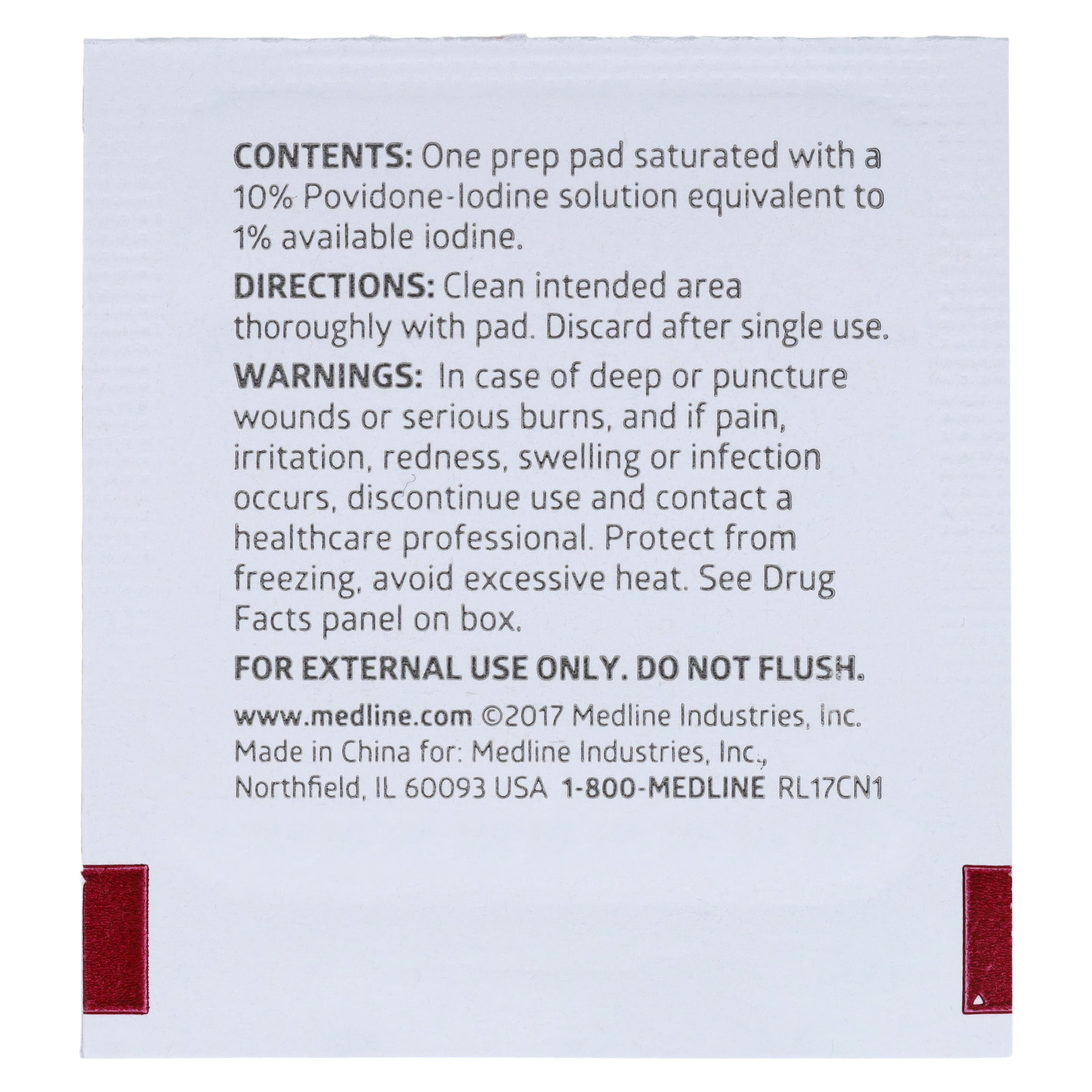Medline Povidone-Iodine Prep Pads 10%, Non-Woven Cloth, Medium, Non-Sterile thumbnail 4