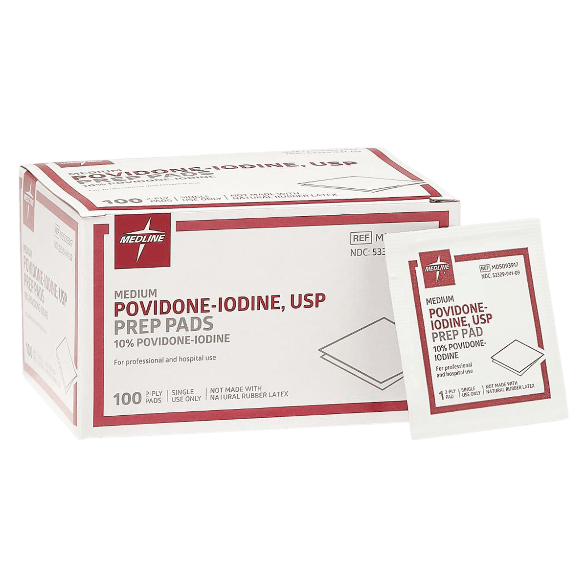 Medline Povidone-Iodine Prep Pads 10%, Non-Woven Cloth, Medium, Non-Sterile - Povidone-Iodine Prep Pads 10% - Image 1