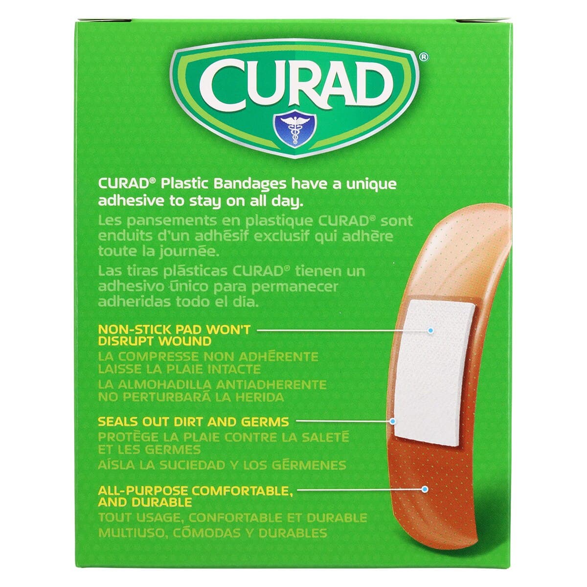 Curad Adhesive Bandage, Plastic Strip, 3" x 0.75", Natural/Tan, Sterile, 100/Box thumbnail 5