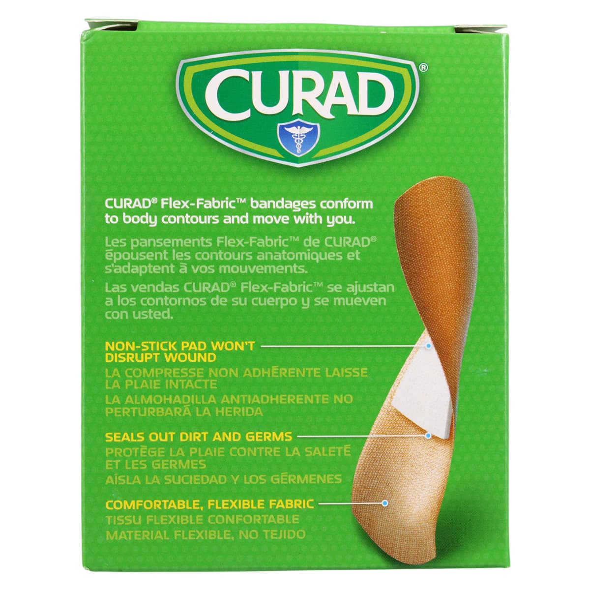 Curad Adhesive Bandage Fabric Strip, 3" x 0.75", Natural, Sterile, 100/Box thumbnail 4