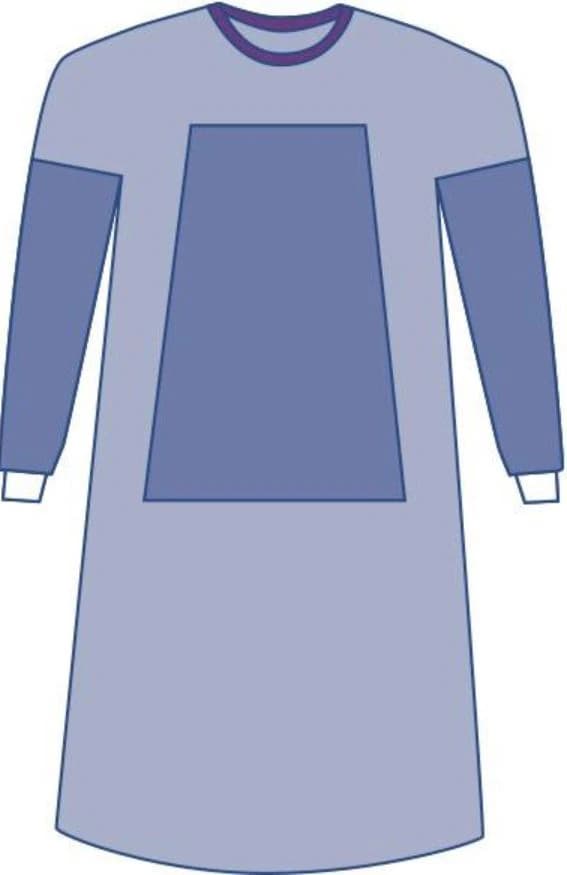 Medline Aurora Disposable Surgical Gown, AAMI Level 3, Reinforced Fabric, 2XL, Blue, Hook & Loop Back, Set-In Sleeves, 18/Case - Gown Aurora REINF AAMI3 - Image 1