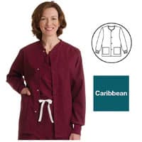 ComfortEase by Medline Unisex Warm-Up Jacket, Caribbean, 3X-Large, Snap Front, 2 Pockets, 65% Polyester/35% Cotton - Jacket Warm-Up Unisex Caribben - Image 1