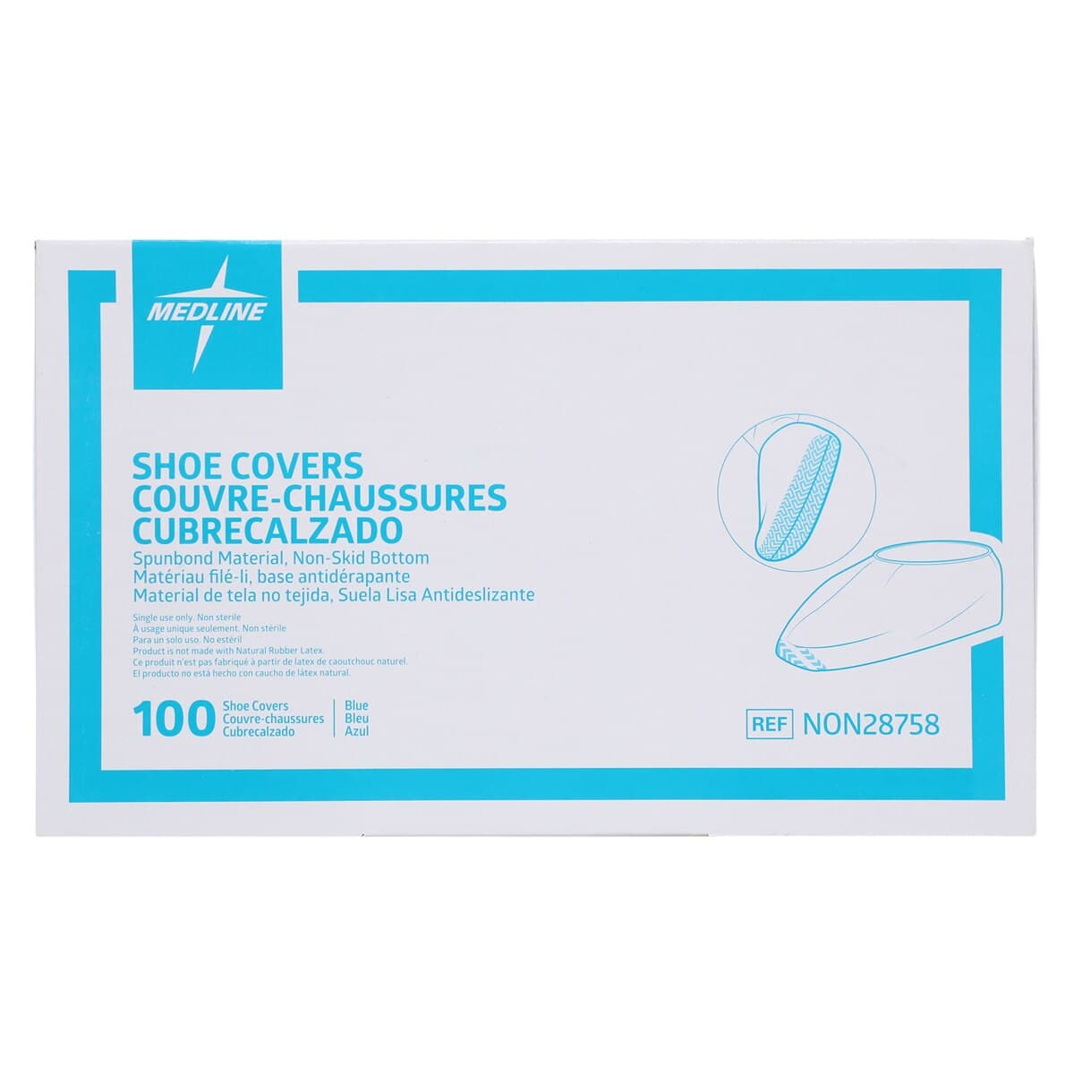 Medline Cover Shoe Unisex Blue, Regular, Elastic, Non-Sterile, Disposable, Polypropylene, Fluid Repellent, Non-Skid, 100/Box thumbnail 6