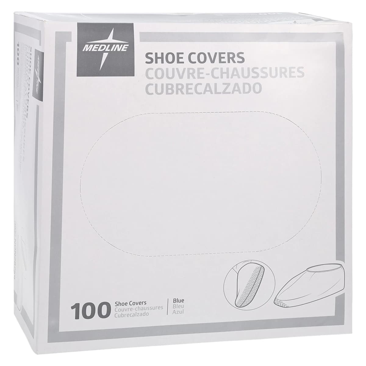 Medline Non-Skid Polypropylene Shoe Covers, Unisex, X-Large, Blue, Fluid Repellent, 100/Box thumbnail 5