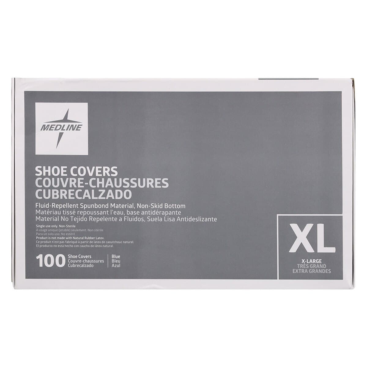 Medline Non-Skid Polypropylene Shoe Covers, Unisex, X-Large, Blue, Fluid Repellent, 100/Box thumbnail 6