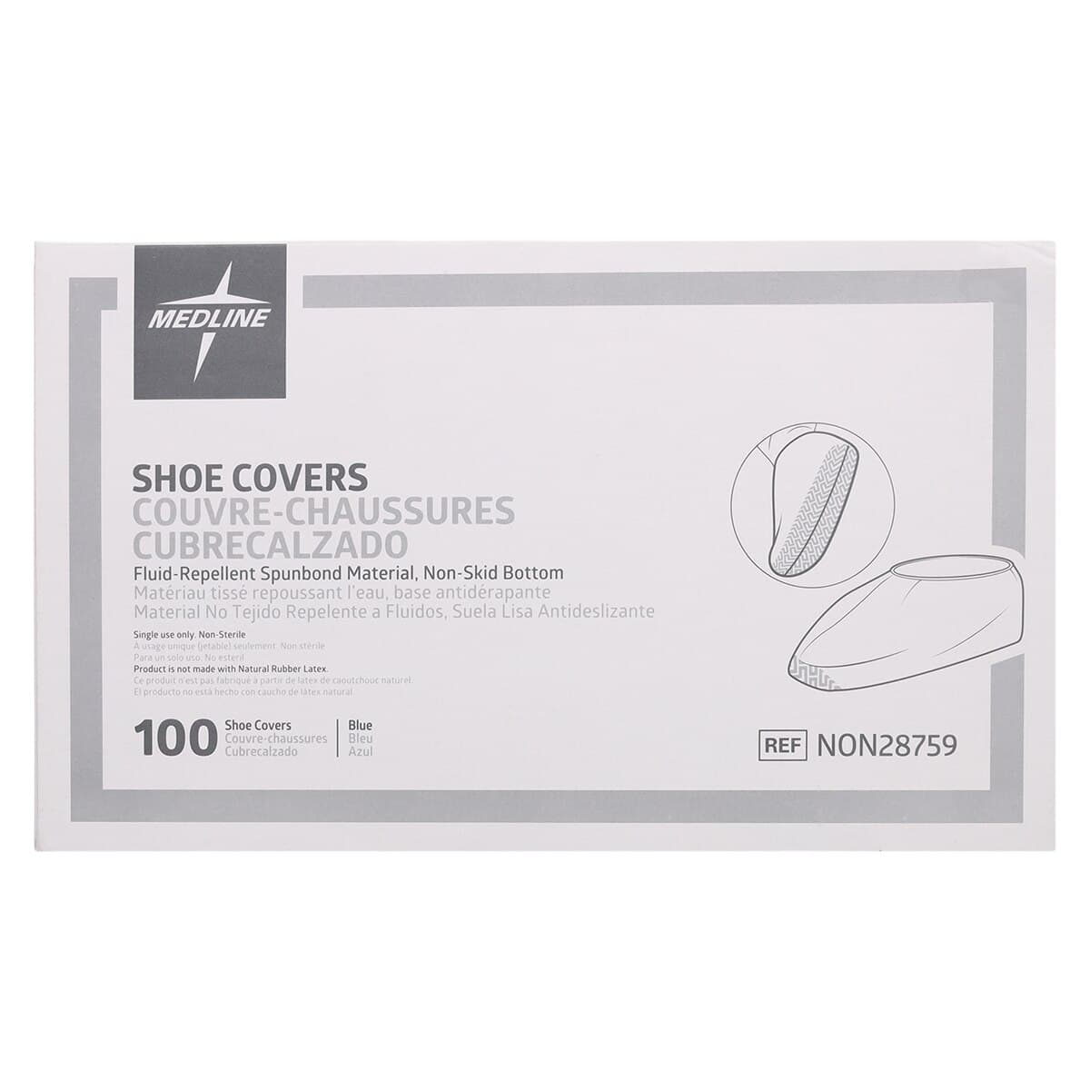 Medline Non-Skid Polypropylene Shoe Covers, Unisex, X-Large, Blue, Fluid Repellent, 100/Box thumbnail 7