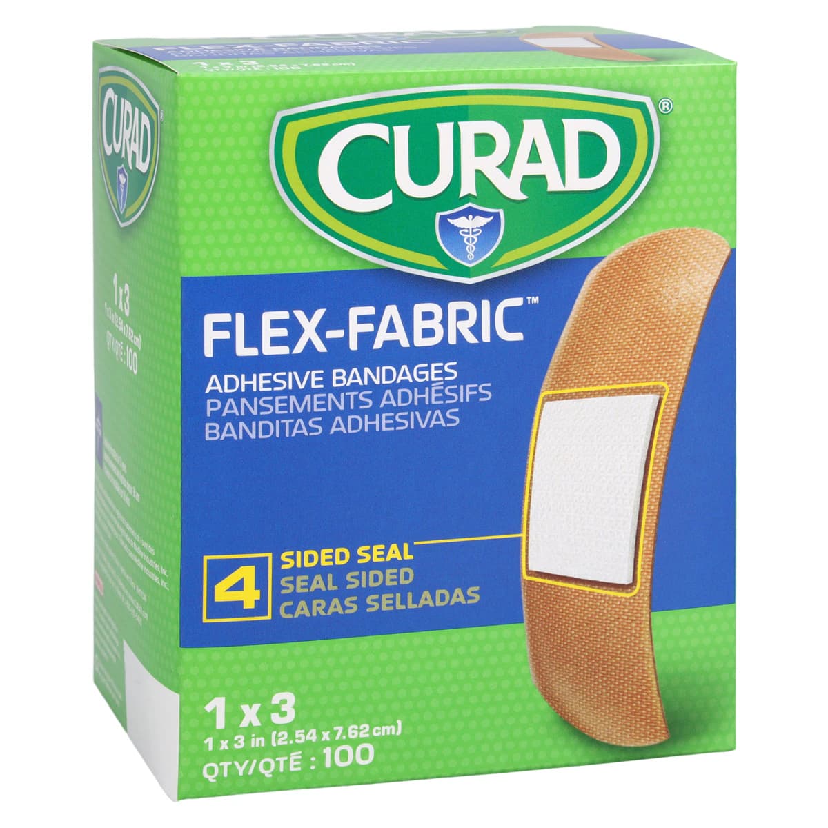 Curad Adhesive Bandage Fabric Strip, 1" x 3", Natural, Sterile, 100/Box thumbnail 2