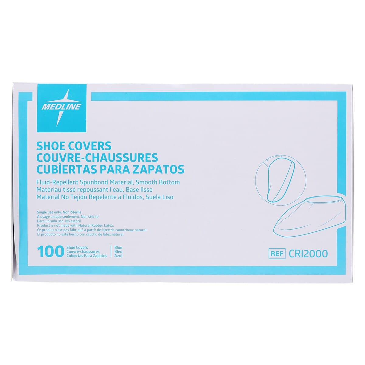 Medline Shoe Cover, Regular/Large, Blue, Non-Sterile, Disposable, Fluid Repellent, 100/Box thumbnail 6