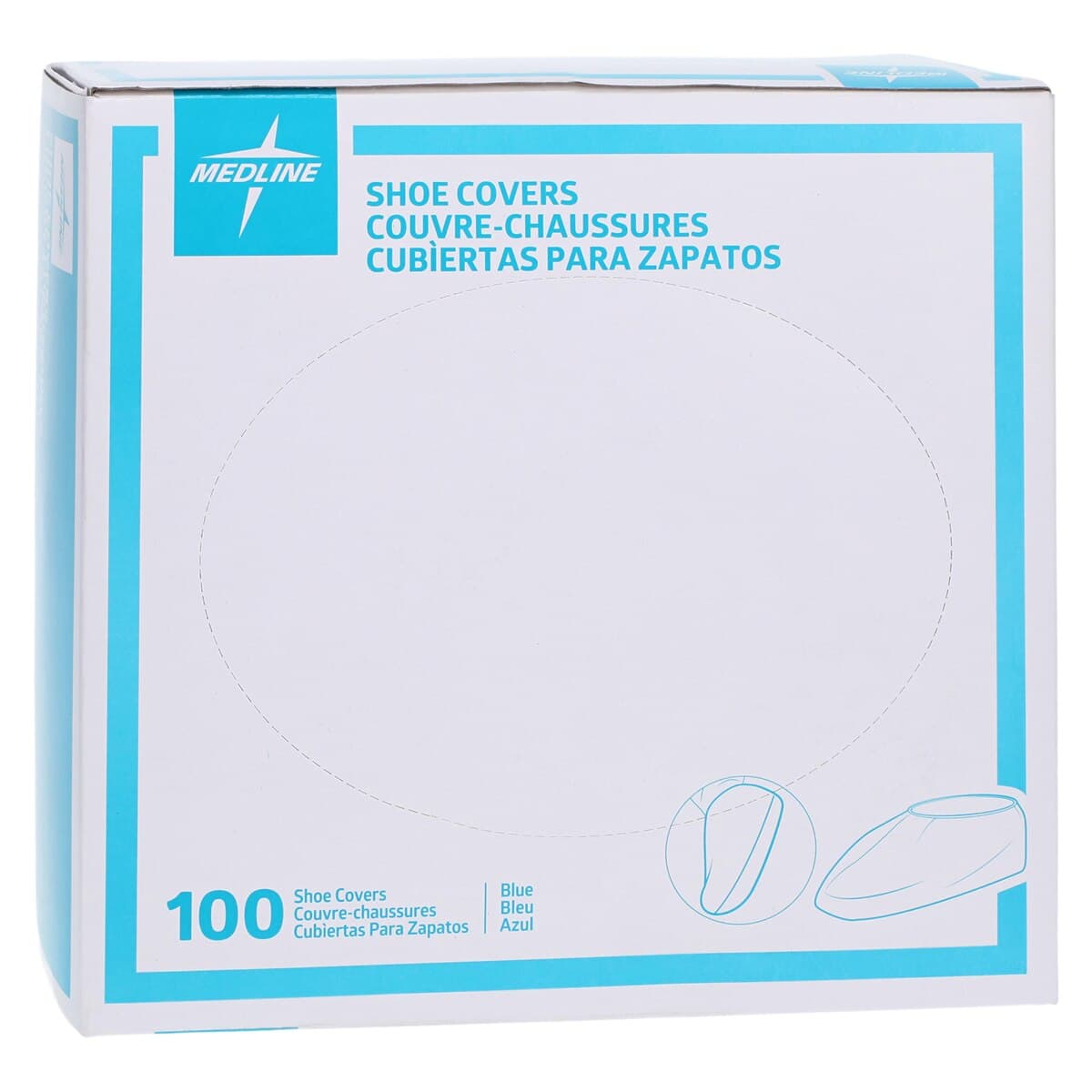 Medline Shoe Cover, Regular/Large, Blue, Non-Sterile, Disposable, Fluid Repellent, 100/Box thumbnail 5