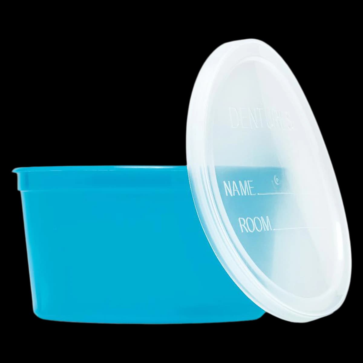 Medline Disposable Denture Container with Lid, Aqua, 250/Box, DYND70293 - Container Denture W/Lid - Image 1