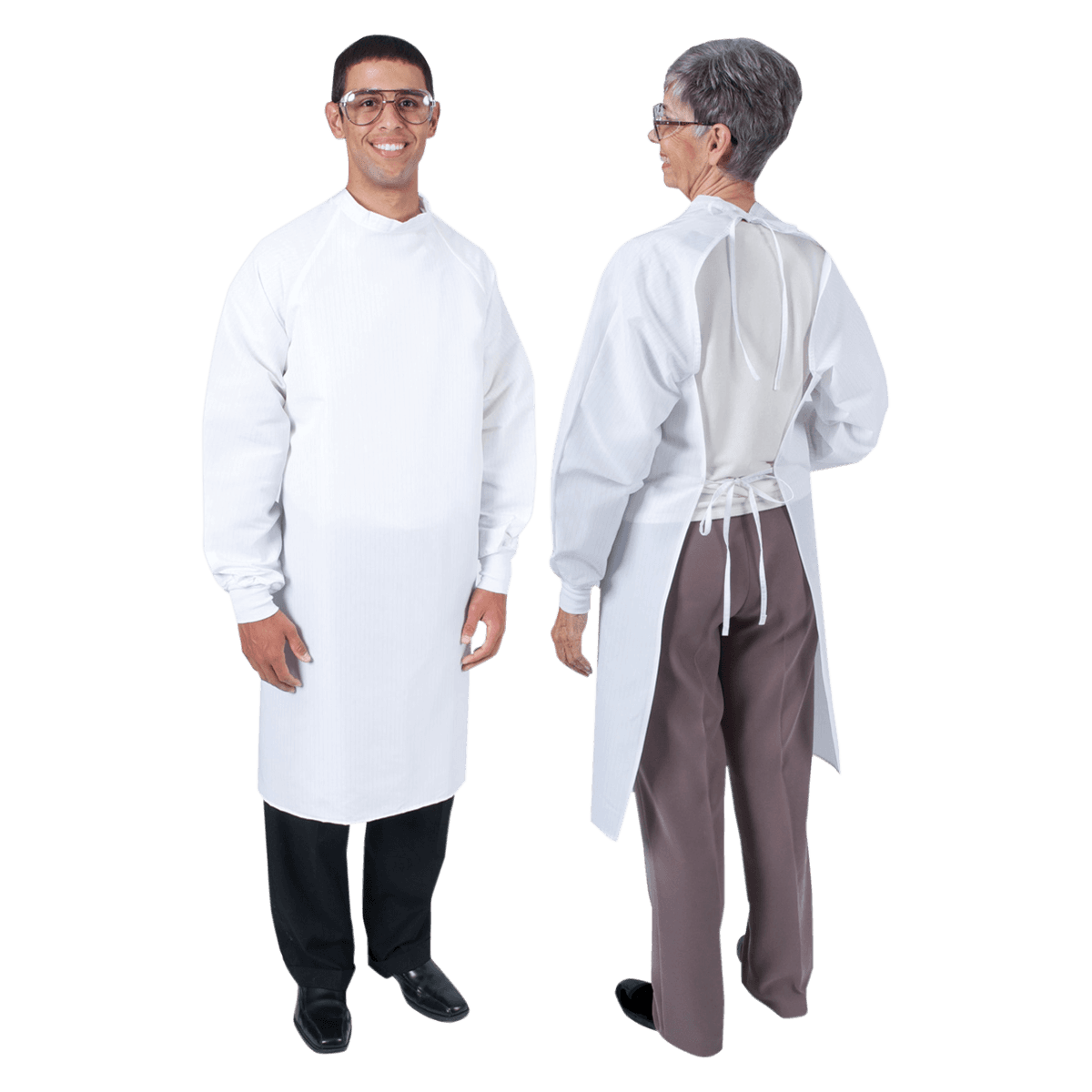 DenLine Protection Plus Open Back Gown, 3X Large, White, 41 in, Reusable - Denline Open Back Gown 41 - Image 1