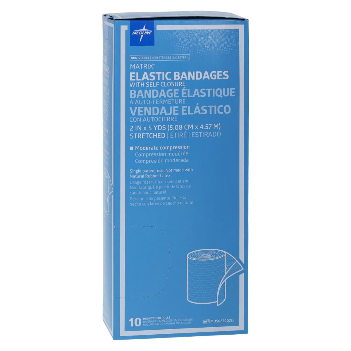 Medline Matrix Stretch Bandage, Elastic, 2" x 5 yd, 10/Box - Bandage Elst Matrix Velc LF NS - Image 1