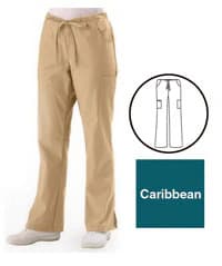 ComfortEase Scrub Pant, Cargo 5-Pocket, Petite, Caribbean Blue, 65% Polyester/35% Cotton, Small, 8865 - Scrub Pant Cargo 5 Pkt Petite - Image 1
