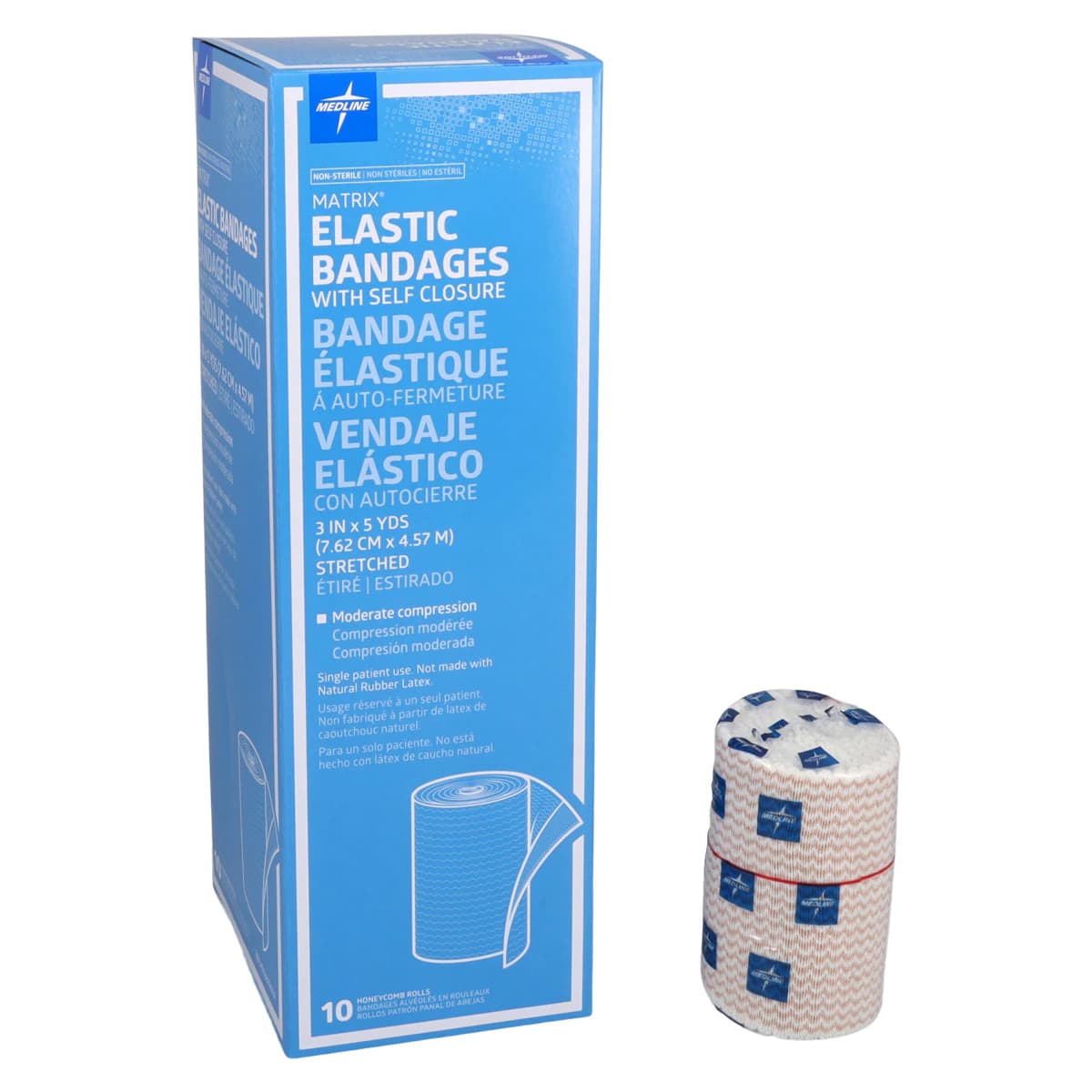 Medline Matrix Stretch Bandage, Elastic, 3" x 5 yd, 10/Box thumbnail 2