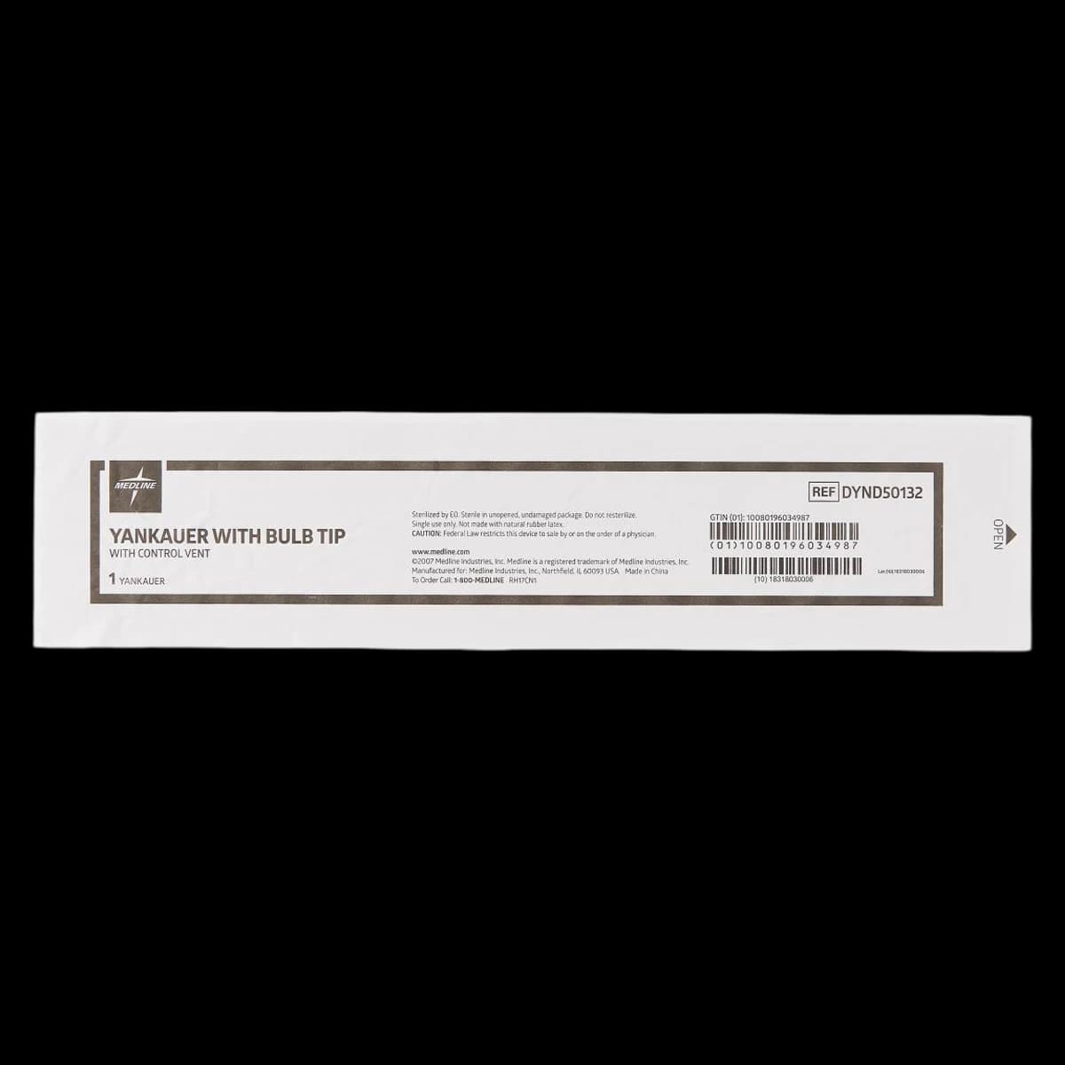Medline Yankauer Bulb Tip Vented Rigid Sterile Suction Tip, 50/Case - YANKAUER, BULB, TIP, VENTED, RIGID, STERILE - Image 1