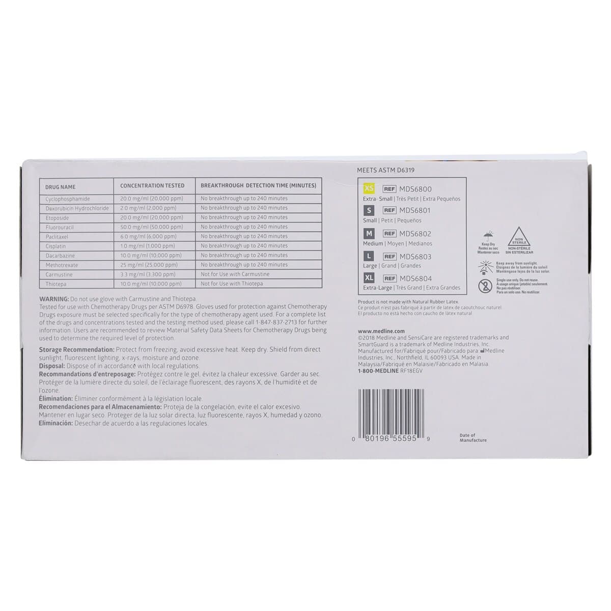 SensiCare-Ice Nitrile Examination Gloves, Powder Free, Non-Sterile, X-Small, Violet Blue, Chemo Tested thumbnail 4