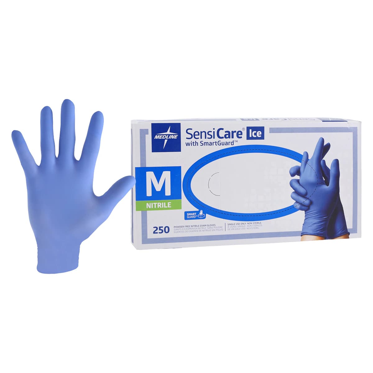 SensiCare-Ice Nitrile Examination Gloves, Powder Free, Non-Sterile, Medium, Violet Blue thumbnail 2