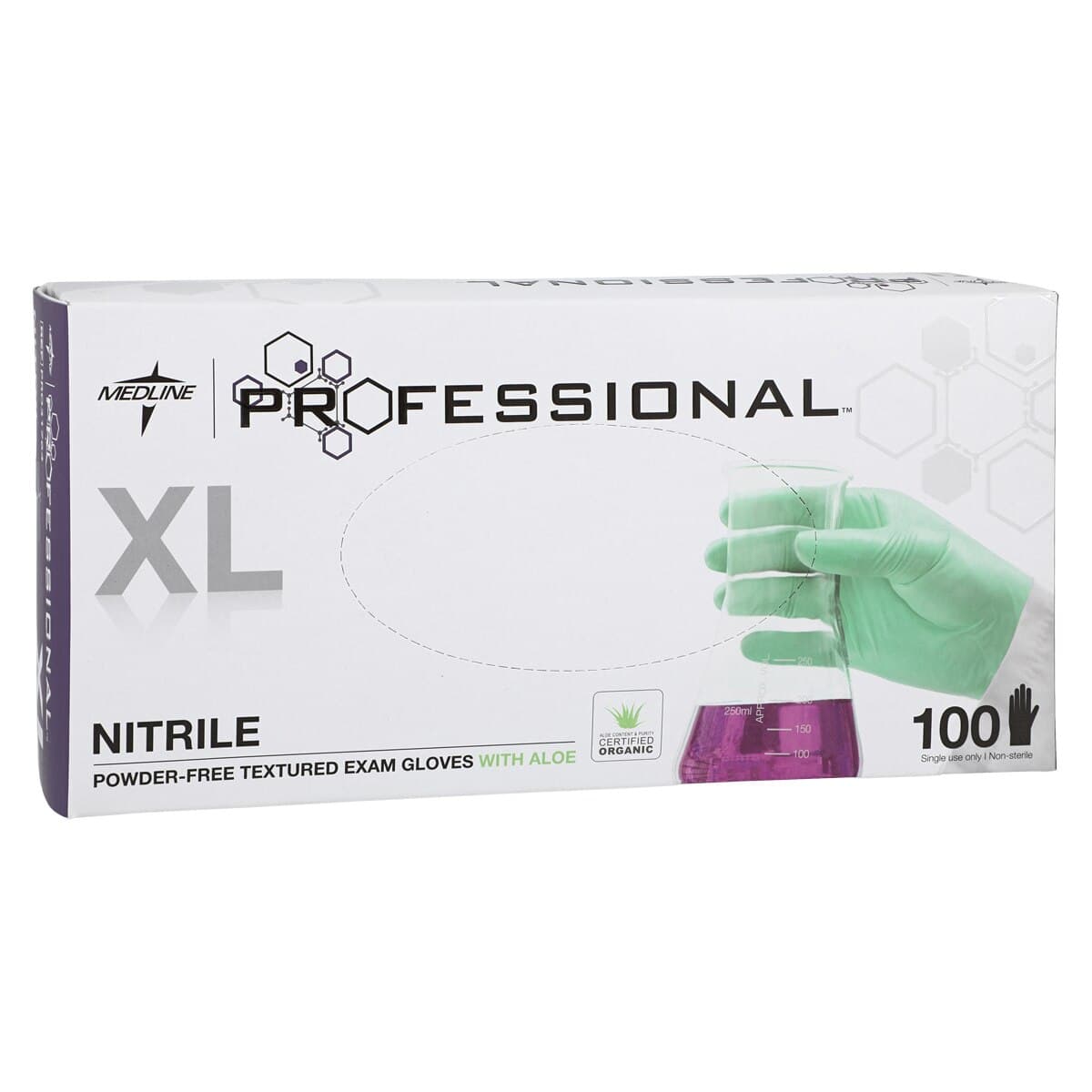 Medline Professional PF Nitrile Examination Gloves, Powder Free, Non-Sterile, X-Large, Green, Chemo Tested thumbnail 4
