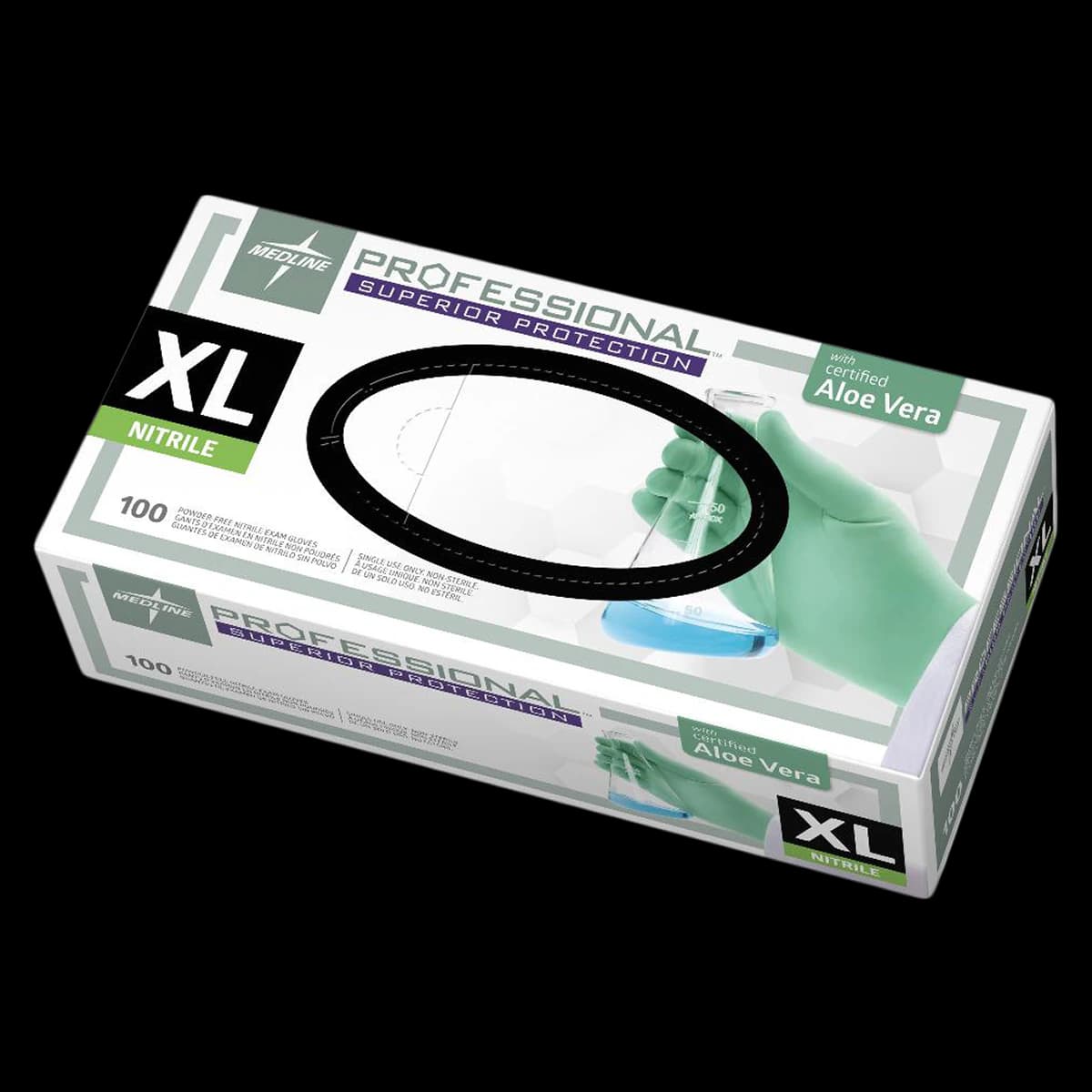 Medline Professional PF Nitrile Examination Gloves, Powder Free, Non-Sterile, X-Large, Green, Chemo Tested - Professional PF Nitrile Gloves - Image 1