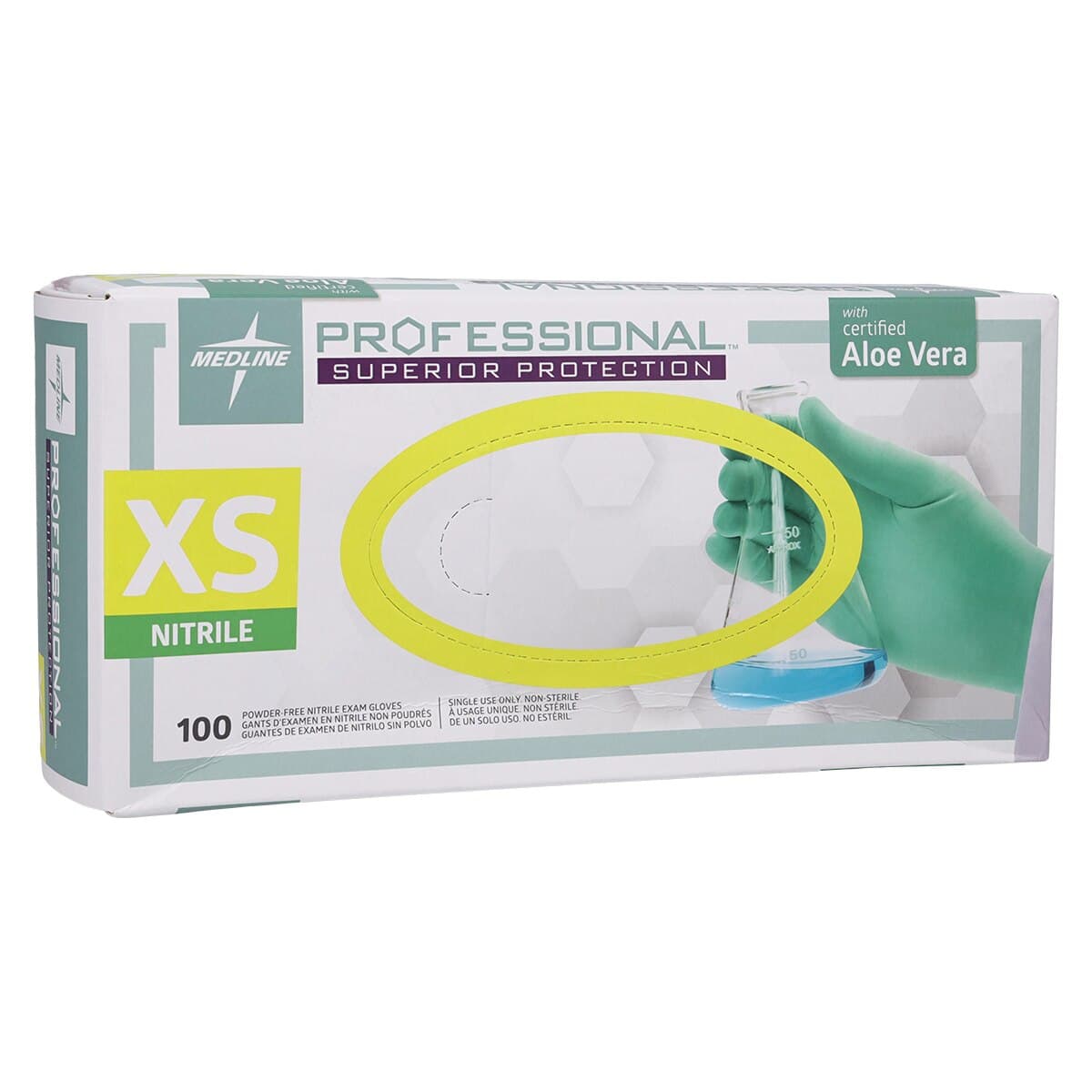 Medline Professional PF Nitrile Gloves, Powder Free, Non-Sterile, X-Small, Green, Chemo Tested thumbnail 4