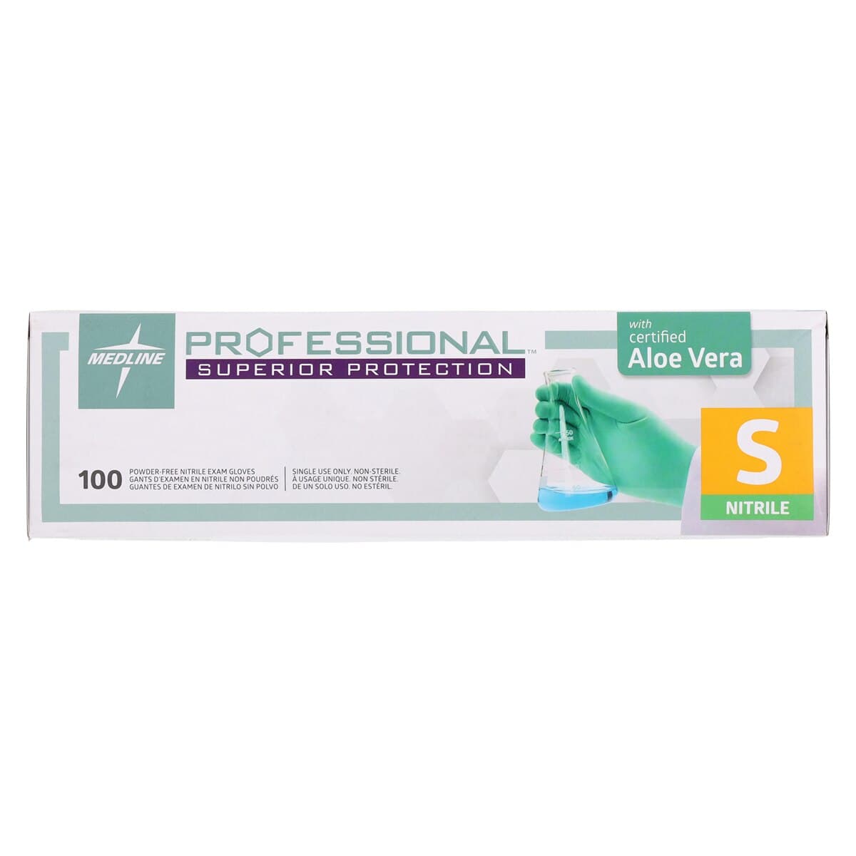 Medline Aloetouch Nitrile Exam Gloves, Powder Free, Non-Sterile, Small, Green, 100/Box, PRO31761 thumbnail 6