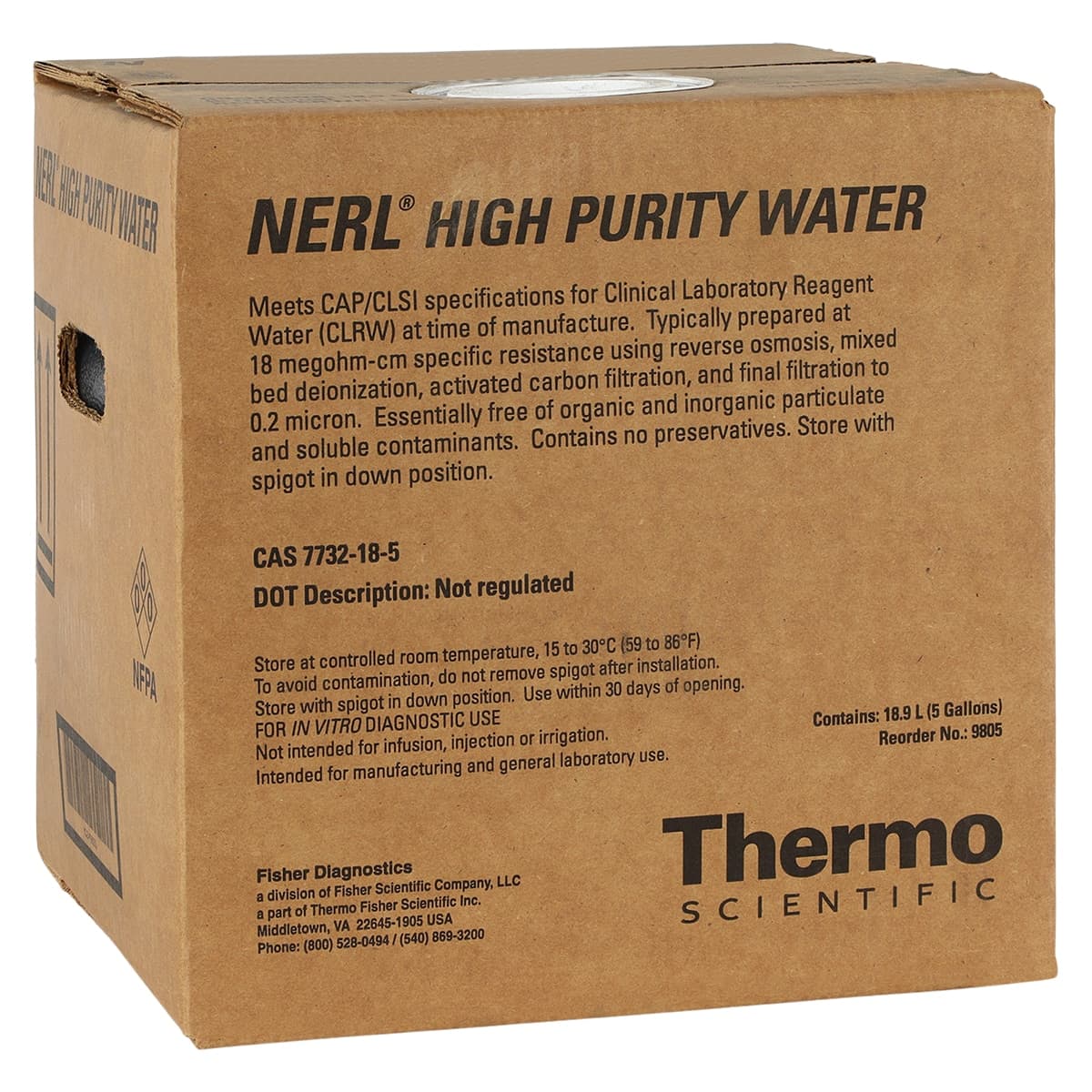 Nerl Diagnostic Corp High Purity Deionized Water, 5 Gallon - Water High Purity 5Gal - Image 1