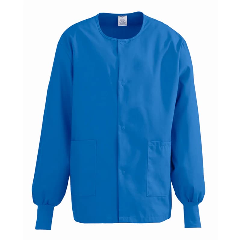 ComfortEase Warm-Up Jacket, Unisex, Royal Blue, Medium, 65% Polyester/35% Cotton, 2 Pockets, Reusable, 8832 - Jacket Warm-Up Unisex Royal - Image 1
