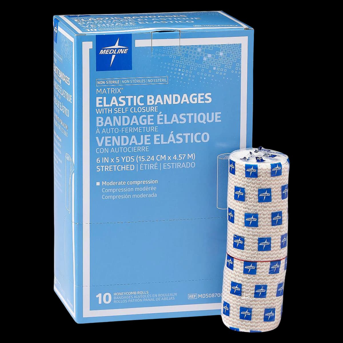 Medline Matrix Stretch Bandage, Elastic, 6" x 5 yd, Beige, 10/Box - Bandage Elst Matrix Velc LF NS - Image 1