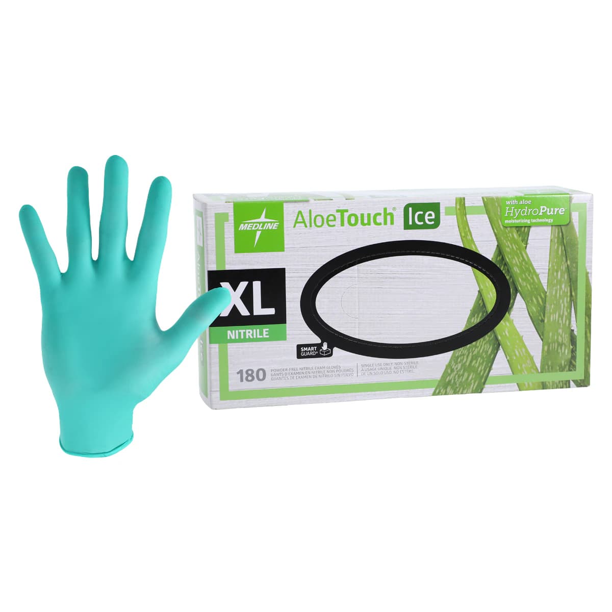 Aloetouch Ice PF Nitrile Exam Gloves, X-Large, Green, Non-Sterile, Chemo Tested - Aloetouch Ice PF Nitrile Glove - Image 1