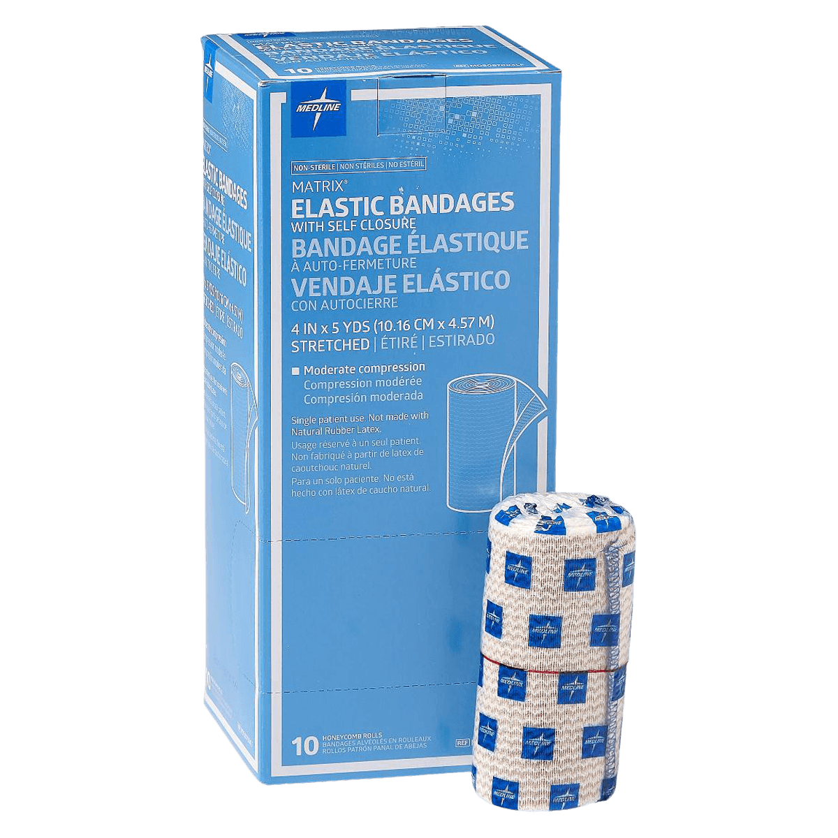 Medline Matrix Stretch Bandage, Elastic, 4" x 5 yd, 10/Box thumbnail 2
