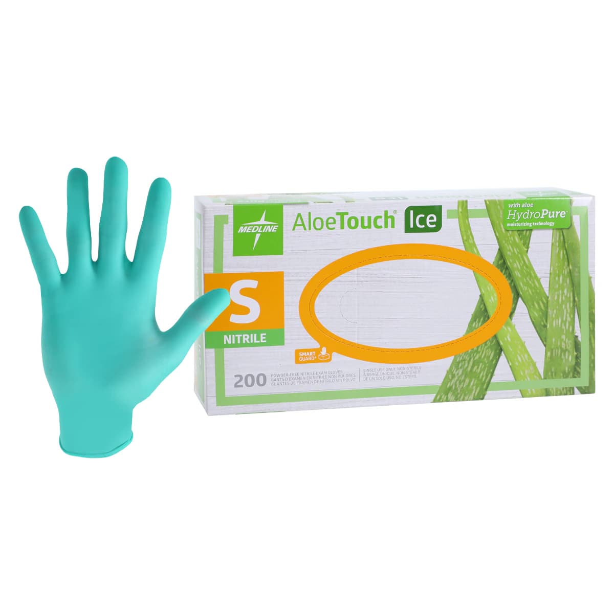 Aloetouch Ice™ Nitrile Exam Gloves, Powder Free, Non-Sterile, Small, Green, 200/Box, MDS195284 - Aloetouch Ice™ Nitrile Exam Gloves, Powder Free - Small, 200/Box - Image 1