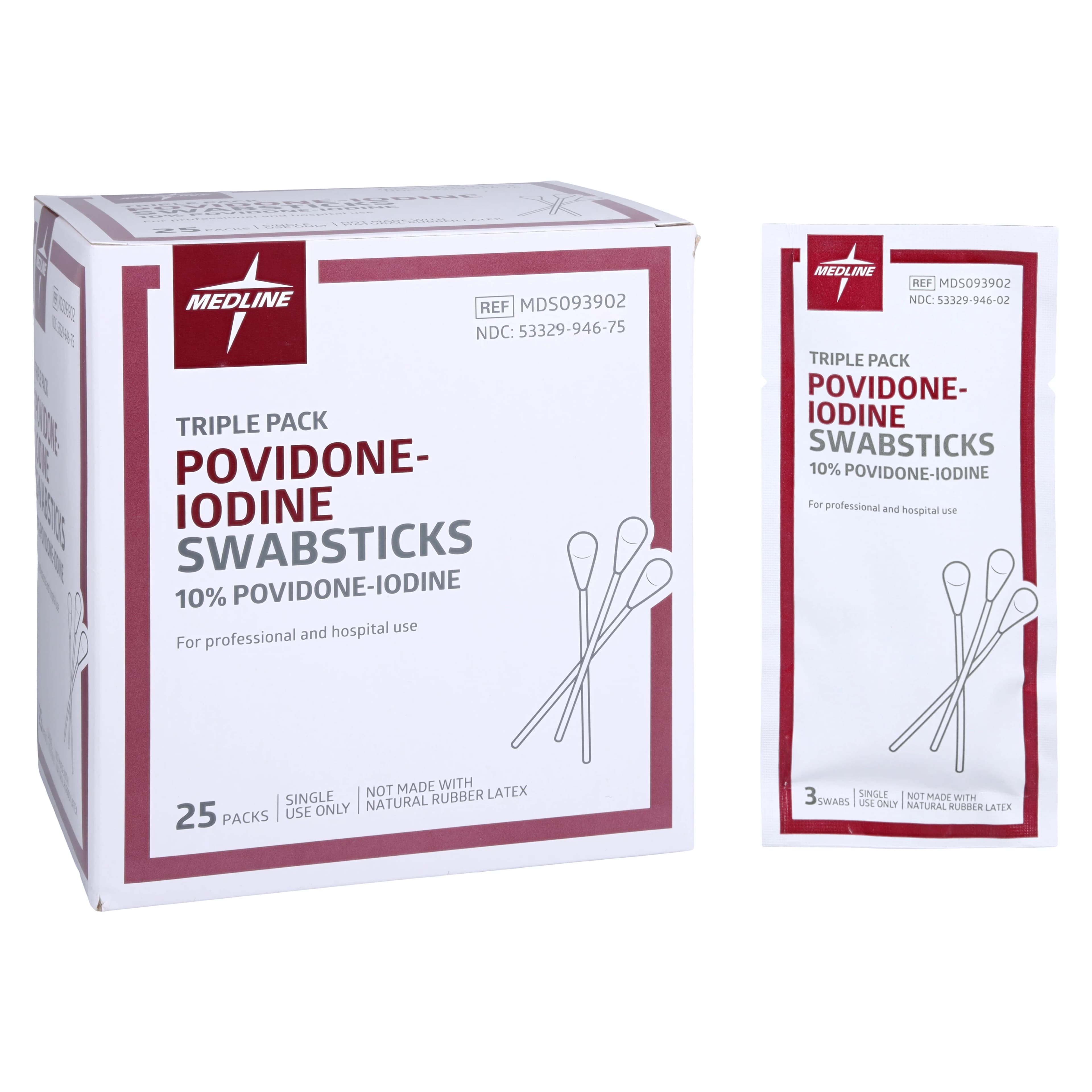 Povidone Iodine Swabstick, 3 per Pack, Medline - Povidone Iodine Swabstick 3's - Image 1