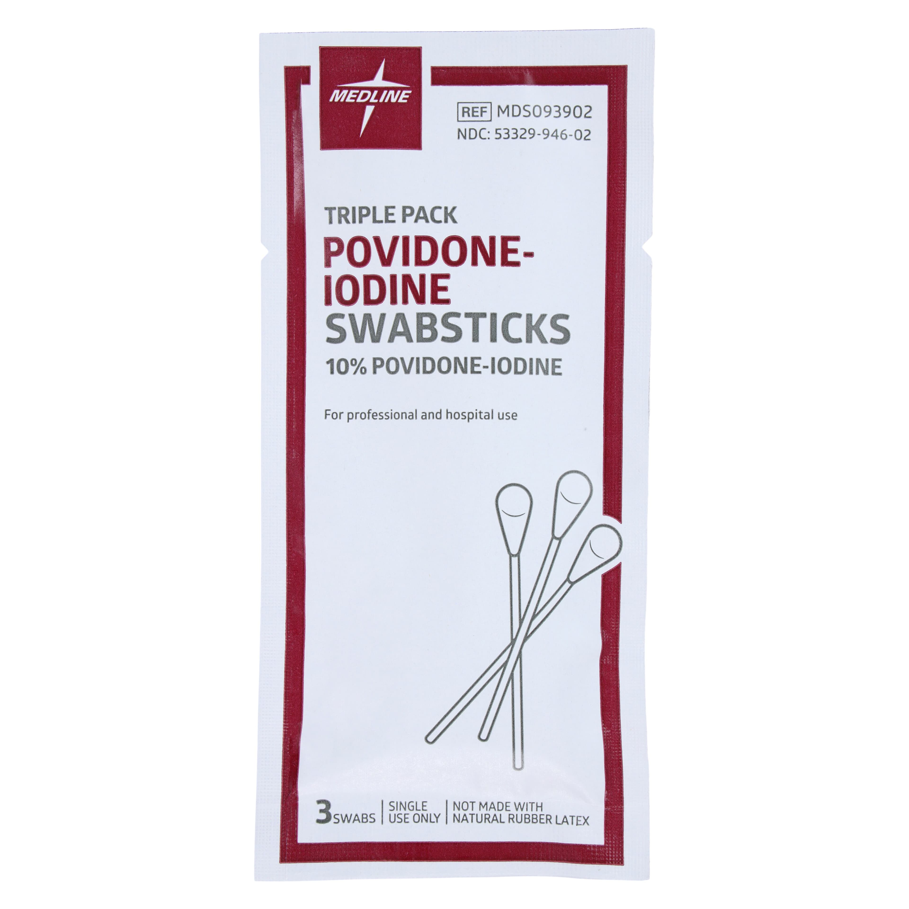 Povidone Iodine Swabstick, 3 per Pack, Medline thumbnail 3