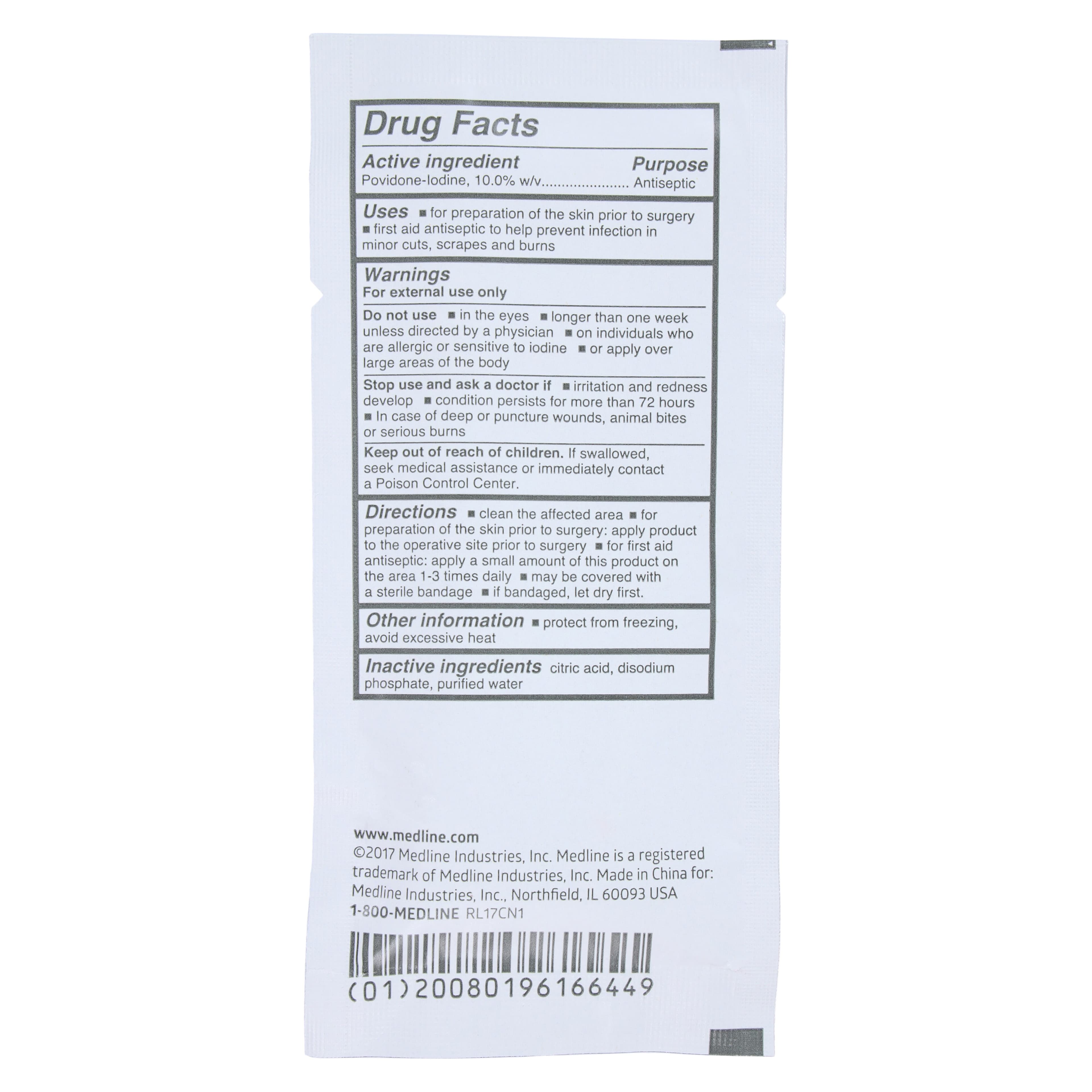 Povidone Iodine Swabstick, 3 per Pack, Medline thumbnail 4