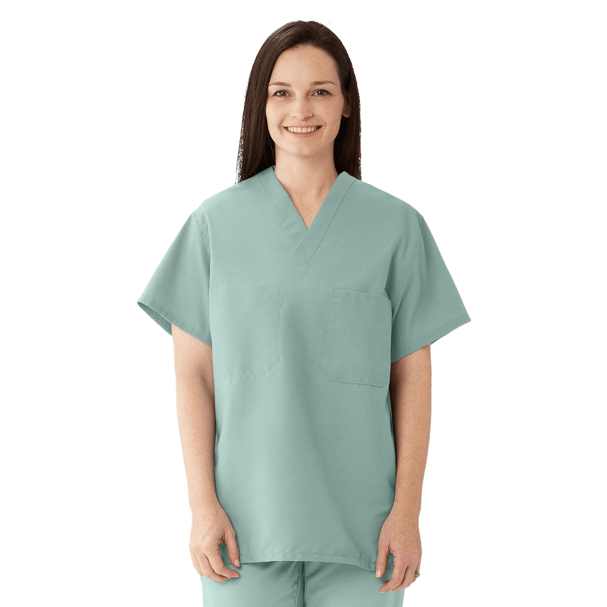 ComfortEase Unisex Two Pocket Reversible Scrub Top, Medium, Seaspray, 1 Each - ComfortEase Unisex Two Pocket Reversible Scrub Top - Image 1