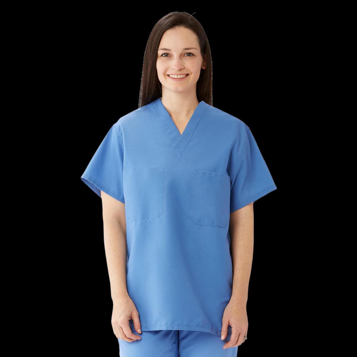 ComfortEase Unisex Two Pocket Reversible Scrub Top, 2X-Large, Ceil Blue, 1 Each - ComfortEase Unisex Two Pocket Reversible Scrub Top - Image 1