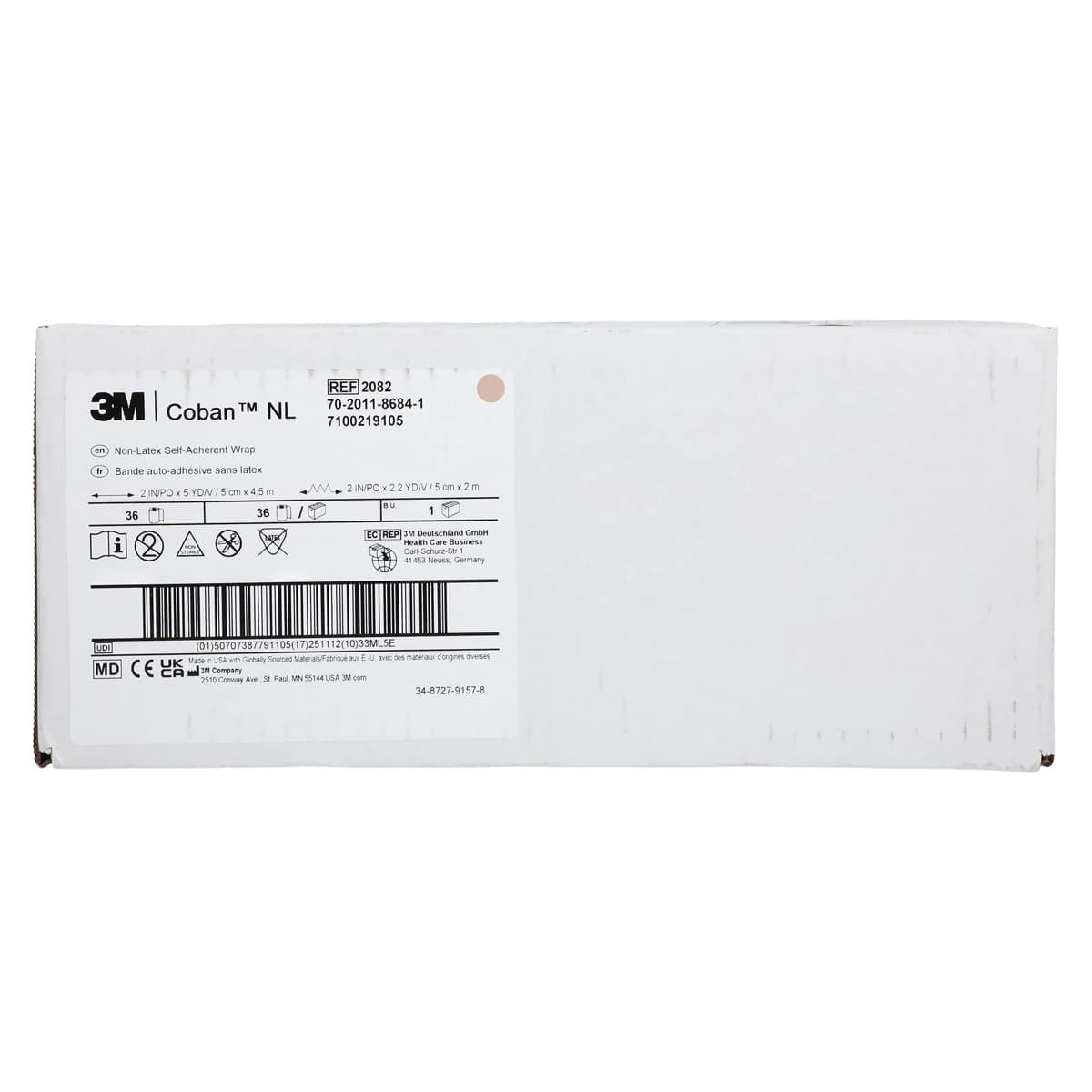 3M Coban LF Self-Adherent Wrap Bandage, 2" x 5 yd, Tan, Non-Sterile, 36/Case thumbnail 3