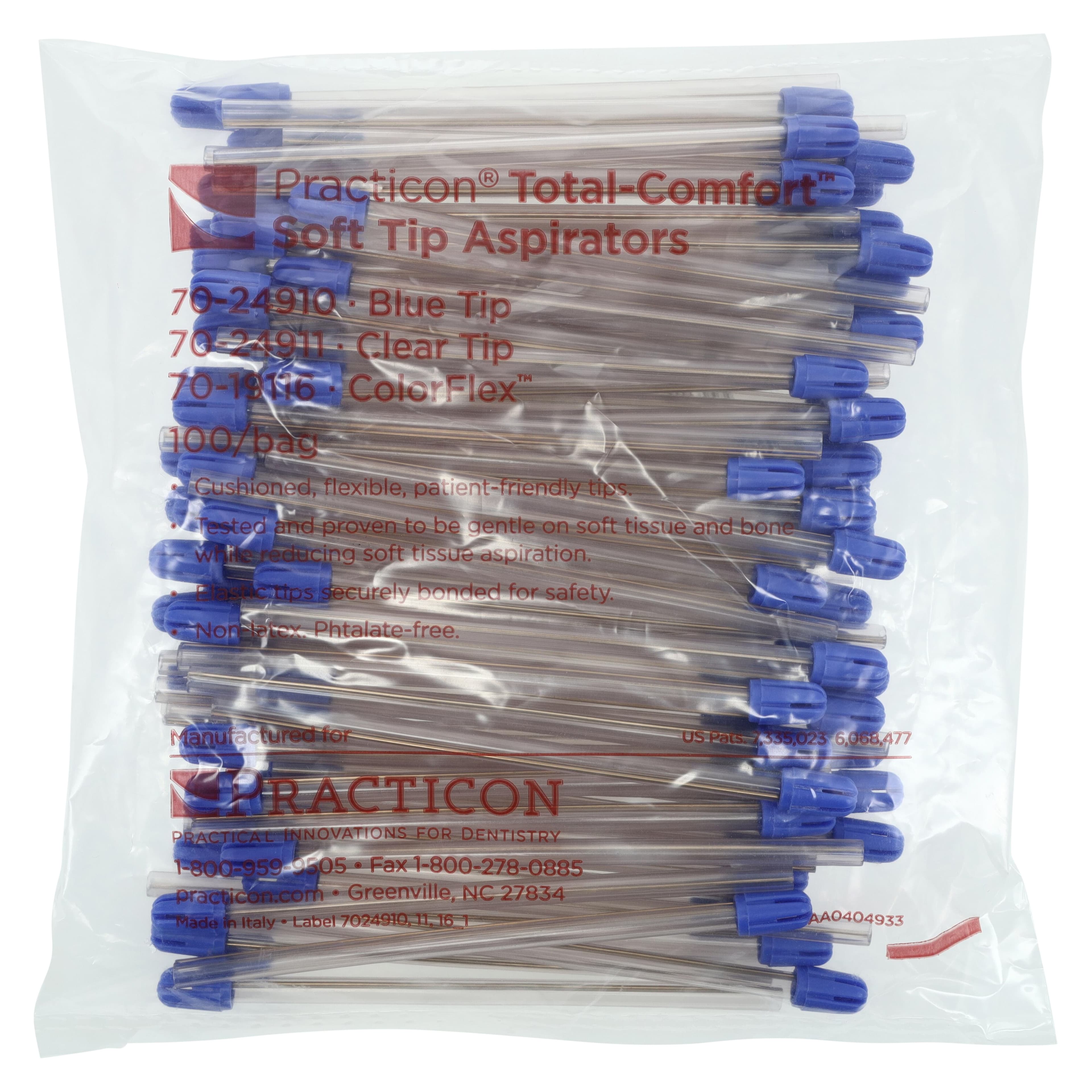 Total-Comfort Soft Tip Aspirators, Clear Tubes with Blue Tips, 100/Pkg, 6" Long, Non-Latex, 70-24910 thumbnail 3