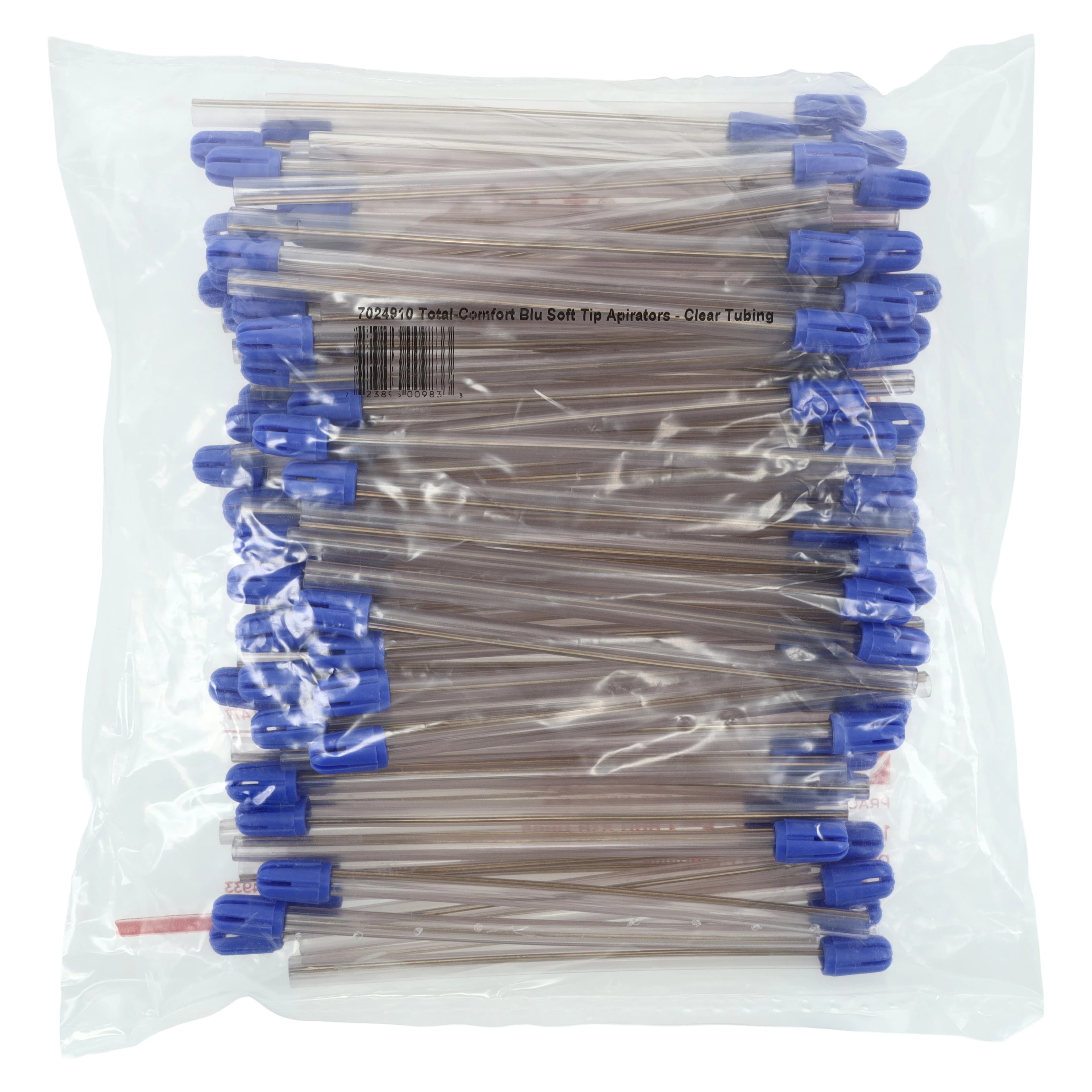 Total-Comfort Soft Tip Aspirators, Clear Tubes with Blue Tips, 100/Pkg, 6" Long, Non-Latex, 70-24910 thumbnail 4