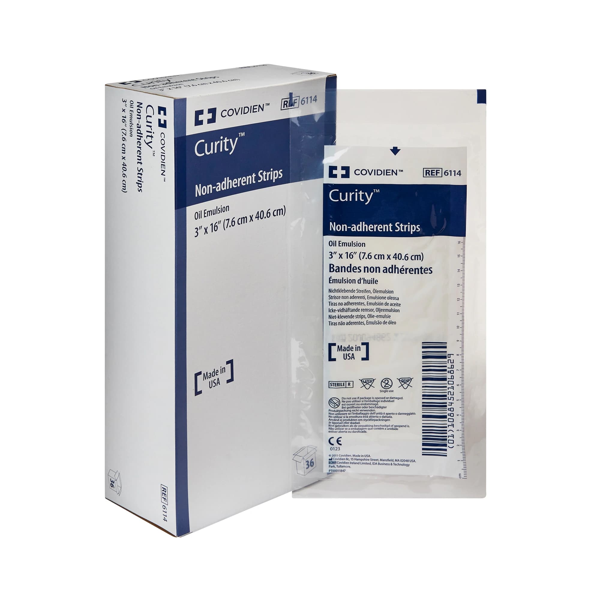 Curity Oil Emulsion Non-Adherent Strip Dressing, 3" x 16", Sterile, Absorbent, Latex-Free - Dressing NonAdher Oil Emulsiom - Image 1