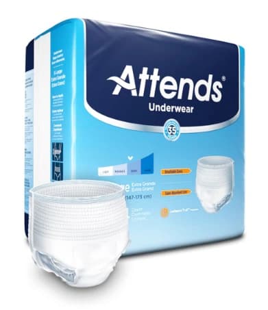 Attends Incontinence Underwear, Extra Absorbency, Unisex, Adult, Size XL (58-68" Waist), White, Pull-Up Style - Underwear Extra Absorbency-XL - Image 1