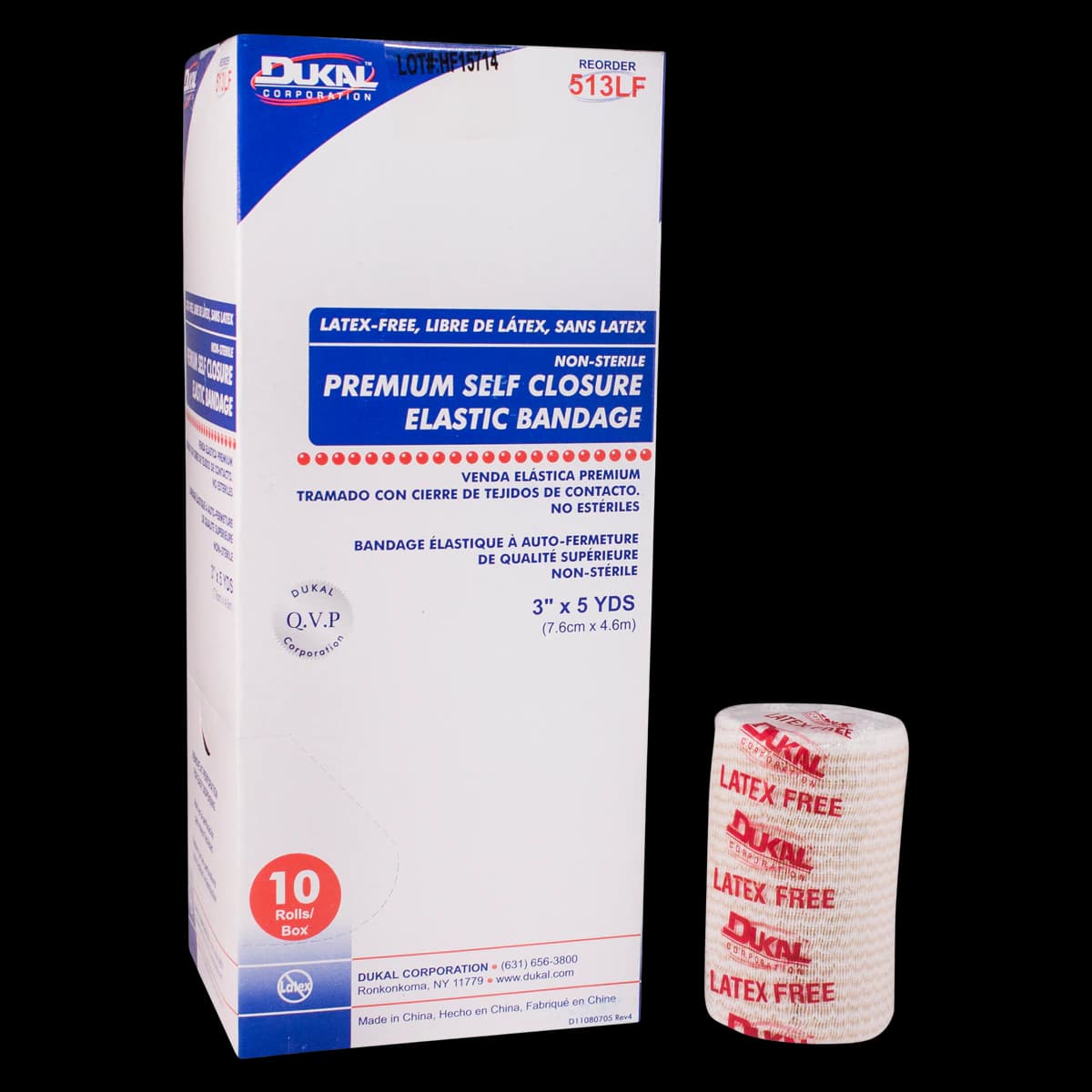 Dukal Premium Elastic Bandage, Cotton/Polyester, 3" x 5 yd, Non-Sterile, 10/Box thumbnail 2