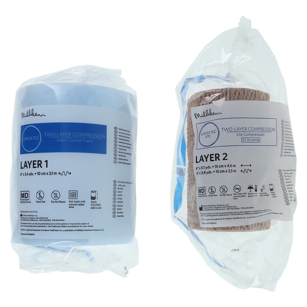 CoFlex TLC LITE 2-Layer Compression Bandage, Elastic, 4" x 3.4 yd, Tan/White, Non-Sterile, 8/Case thumbnail 3